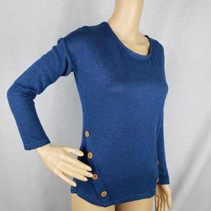 Womens Long Sleeve Navy Blue Top with